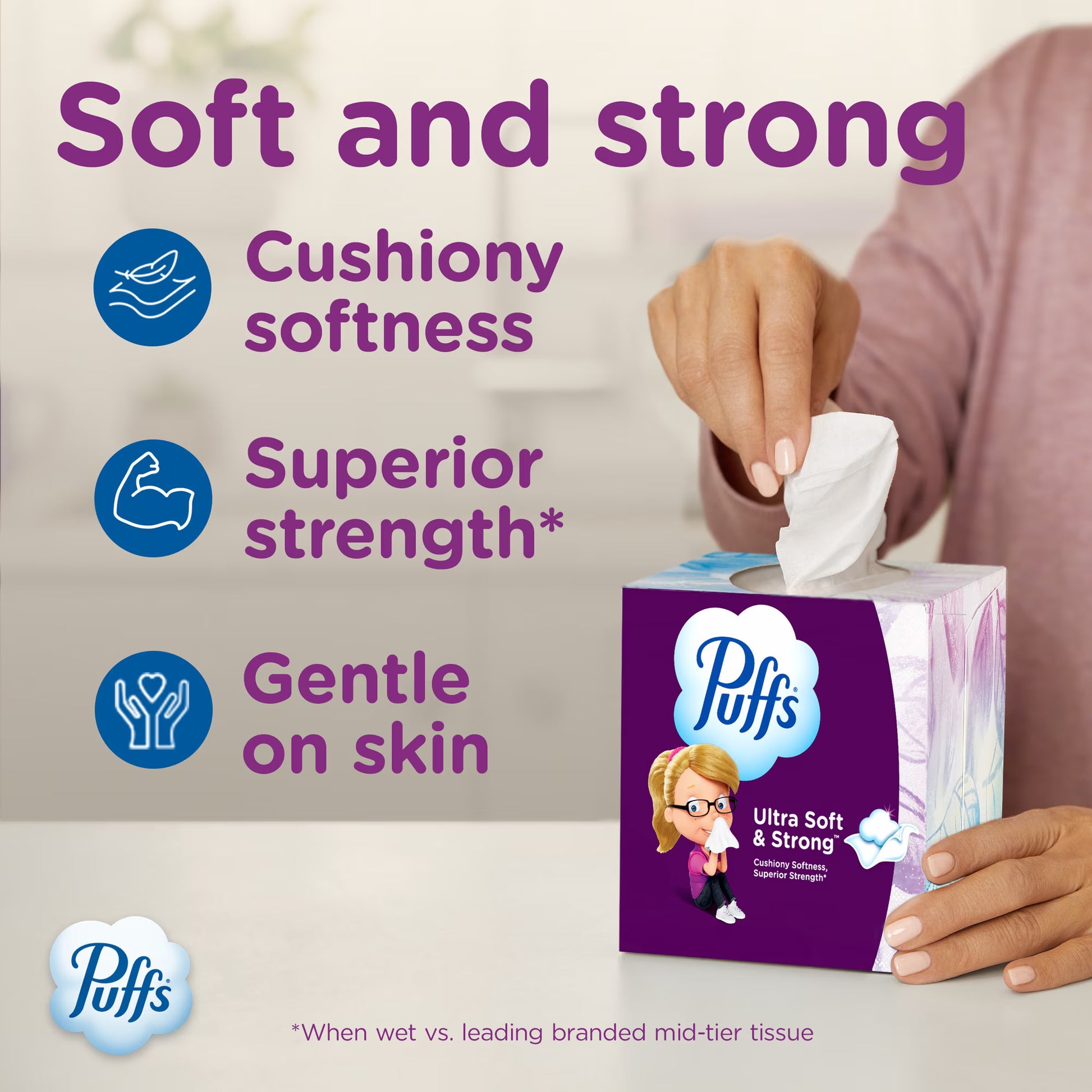 Puffs Ultra Soft Facial Tissues, 18-Box Case, Cube Boxes