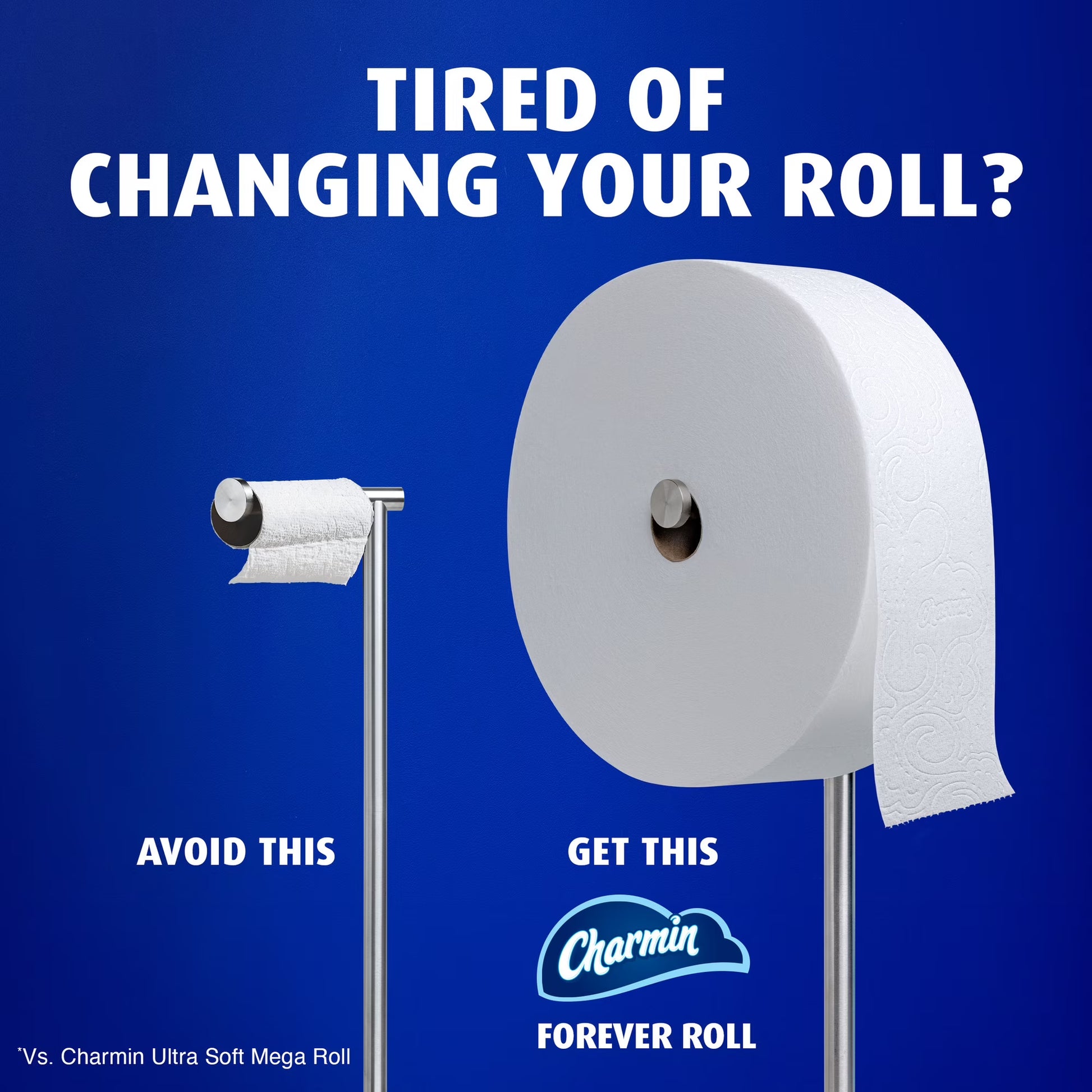 Charmin Ultra Soft Forever Roll Refill Rolls, 3-Pack