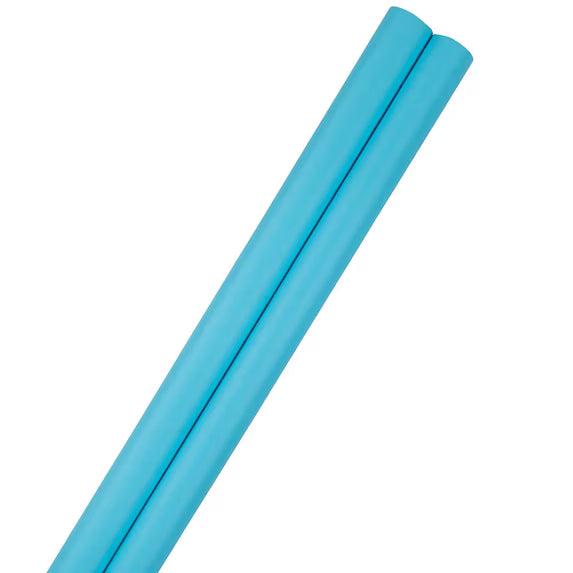 JAM Peacock Blue Matte Wrapping Paper, 2 Rolls, 50 Sq Ft Total