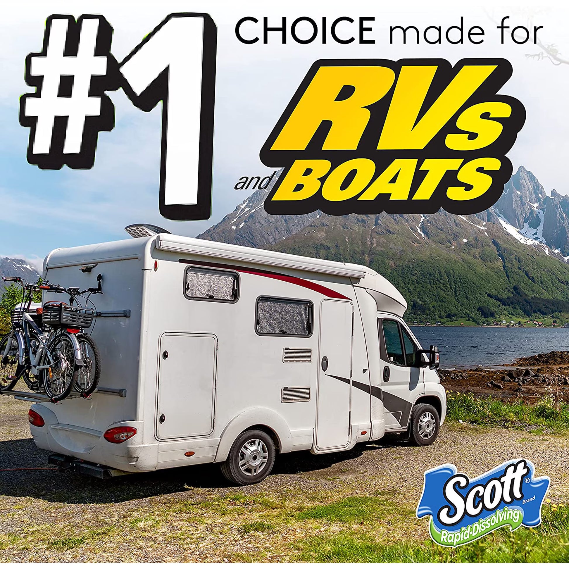 Scott Rapid-Dissolving Toilet Paper for RVs & Boats, 48 Double Rolls