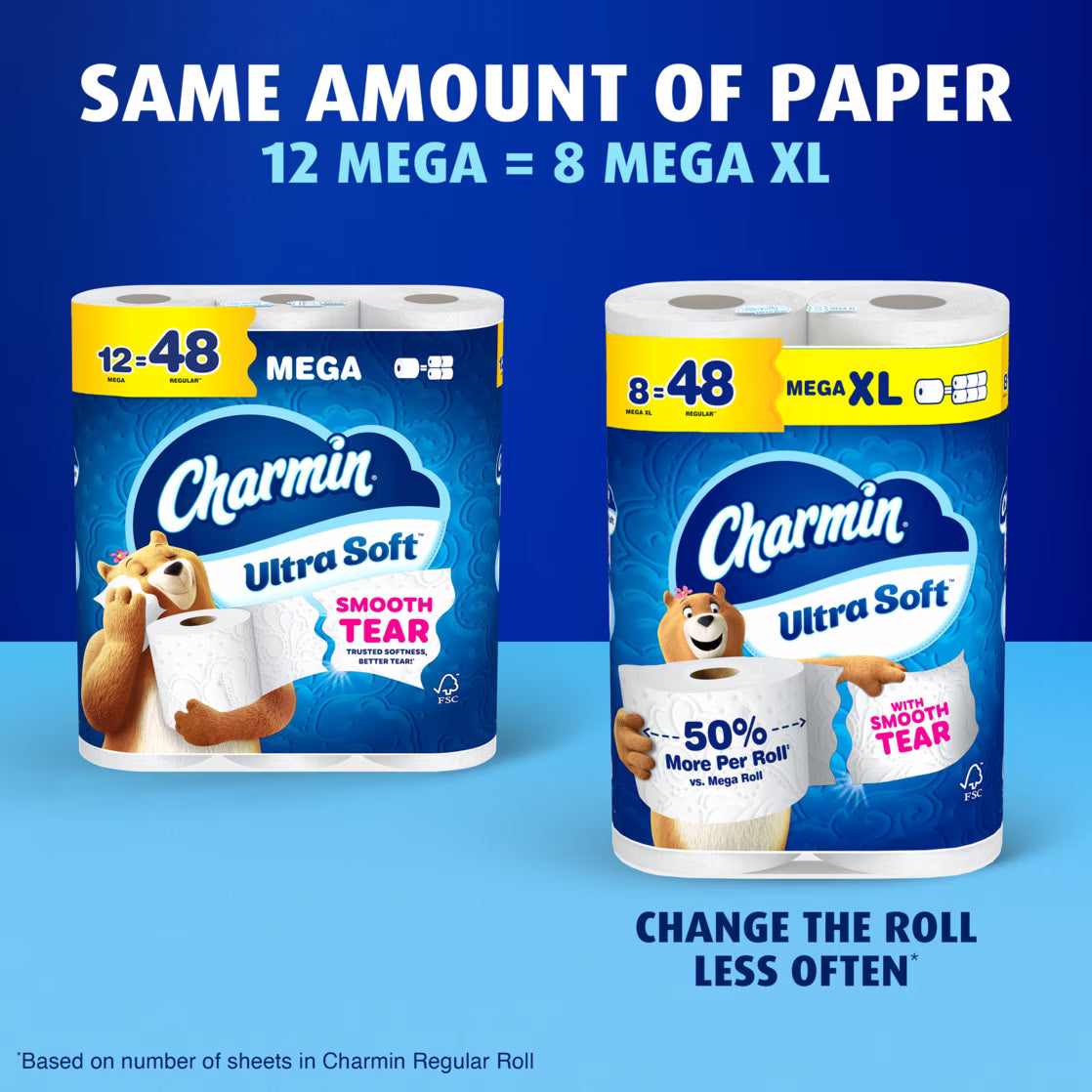 Charmin Ultra Soft Toilet Paper, 12 Mega Rolls
