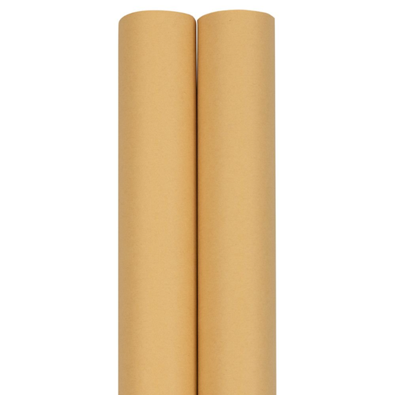 JAM Paper Light Kraft Matte Gift Wrapping Paper, 2 Rolls, 50 Sq. Ft.