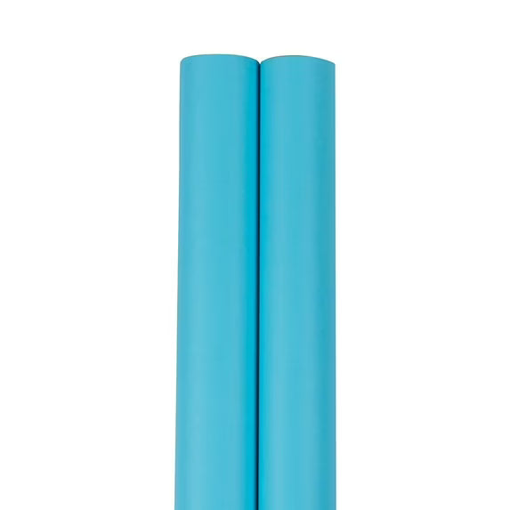 JAM Peacock Blue Matte Wrapping Paper, 2 Rolls, 50 Sq Ft Total