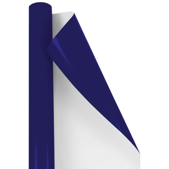 JAM Paper Royal Blue Glossy Wrapping Paper, 2 Rolls, 25 Sq Ft Per Roll