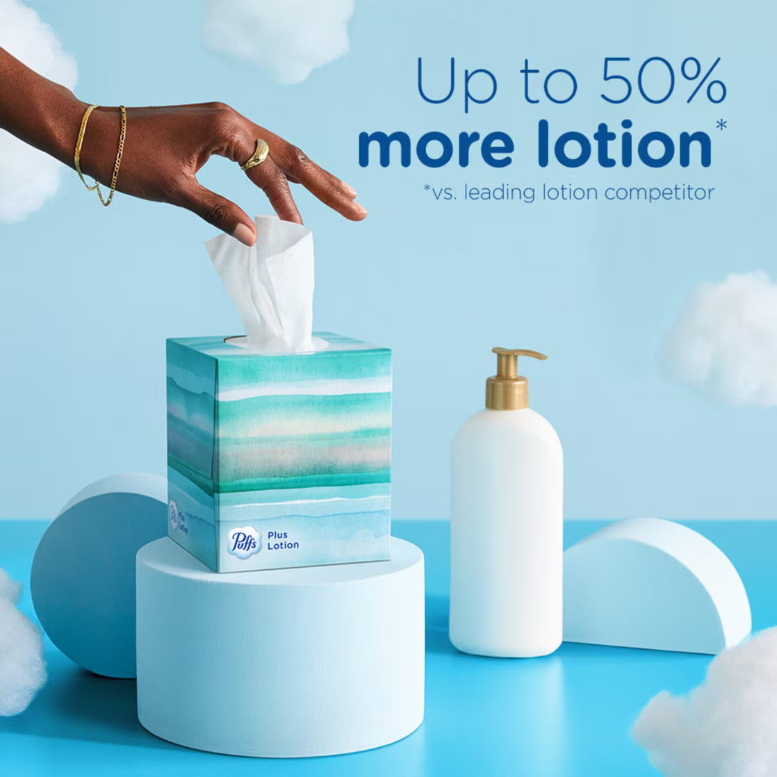 Puffs Plus Lotion Facial Tissue, 8 Mega Cube Boxes
