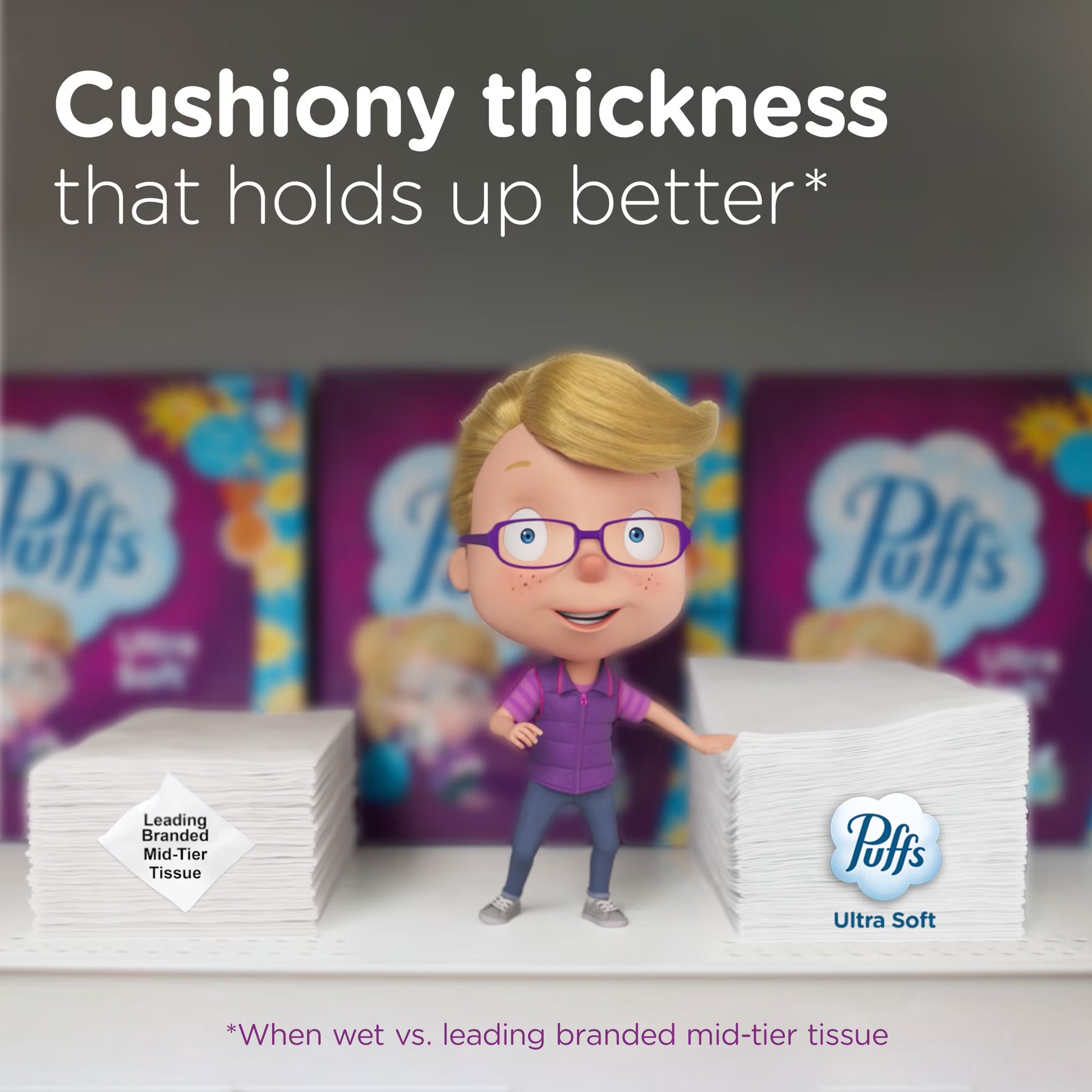 Puffs Ultra Soft Facial Tissues, 4 Mega Cube Boxes