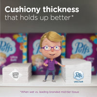 Puffs Ultra Soft Facial Tissues, 4 Mega Cube Boxes
