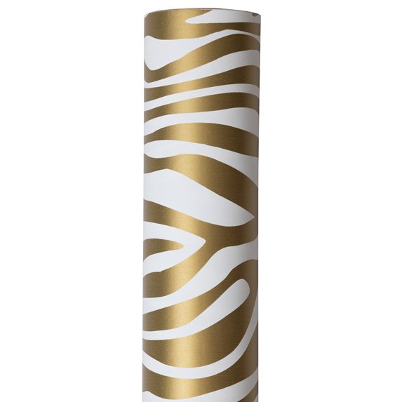 JAM Paper Gold & White Zebra Gift Wrapping Paper, 2 Rolls, 50 Sq. Ft.