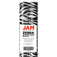 JAM Paper Black & White Zebra Wrapping Paper, 2 Rolls, 50 Sq Ft Total