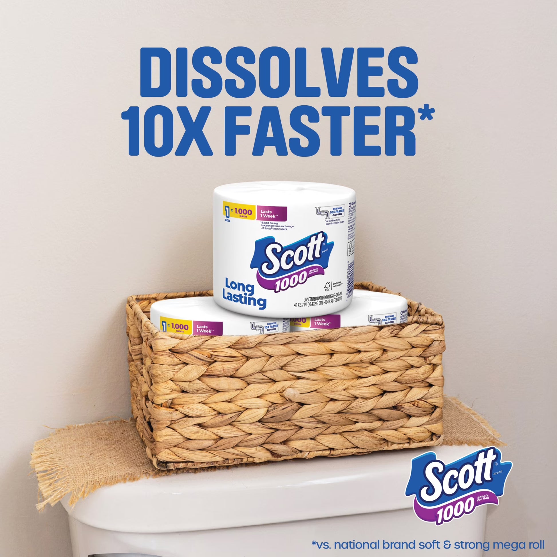 Scott 1000 Toilet Paper, 24 Rolls