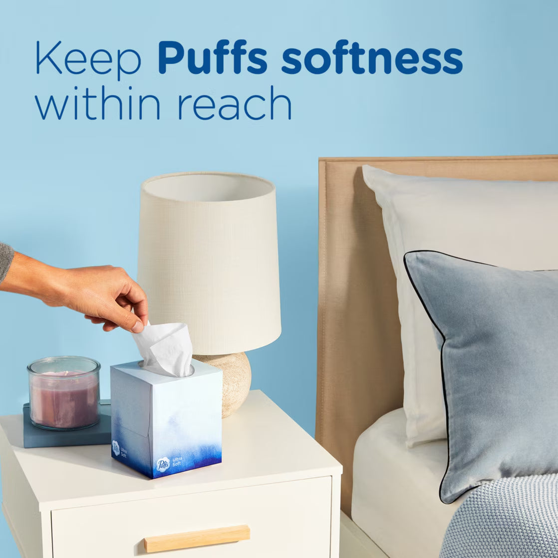 Puffs Ultra Soft Facial Tissues, 8 Cube Boxes