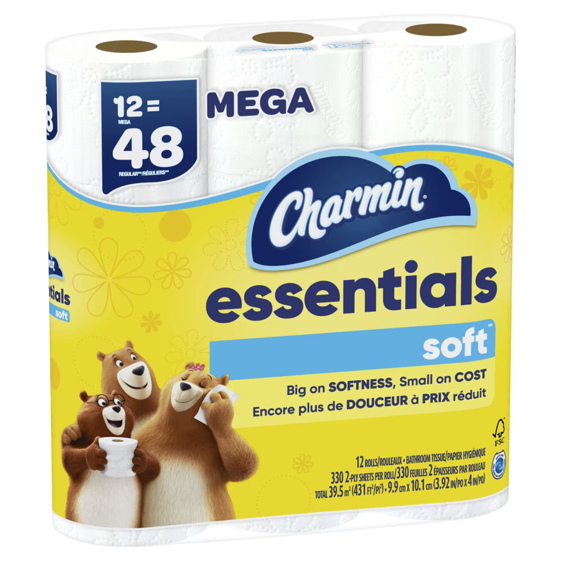 Charmin Essentials Soft Toilet Paper, 12 Mega Rolls