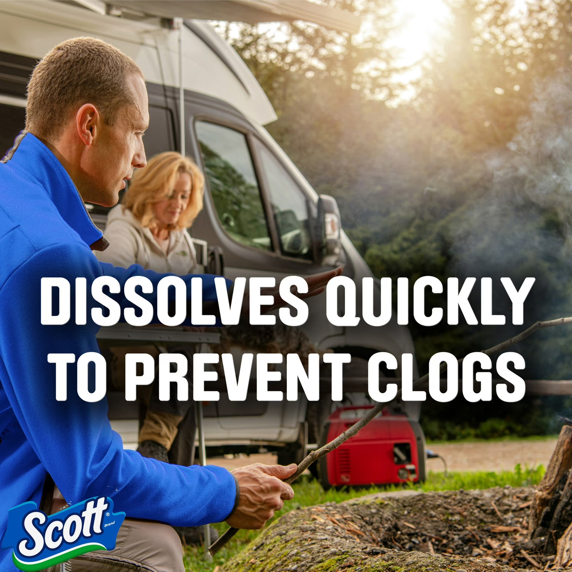 Scott Rapid-Dissolving Toilet Paper for RVs & Boats, 4 Double Rolls