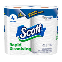 Scott Rapid-Dissolving Toilet Paper for RVs & Boats, 4 Double Rolls