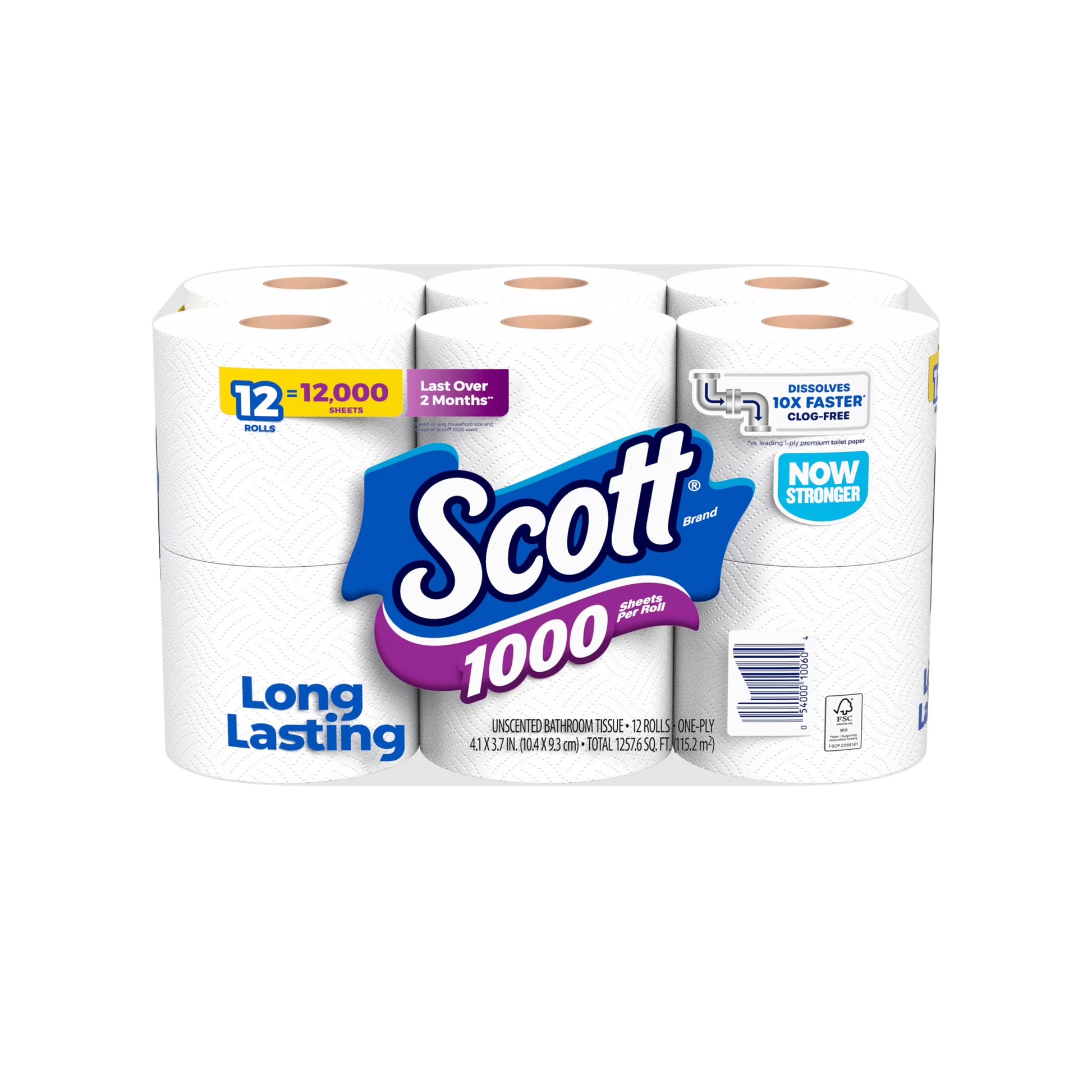 Scott 1000 Toilet Paper, 12 Rolls