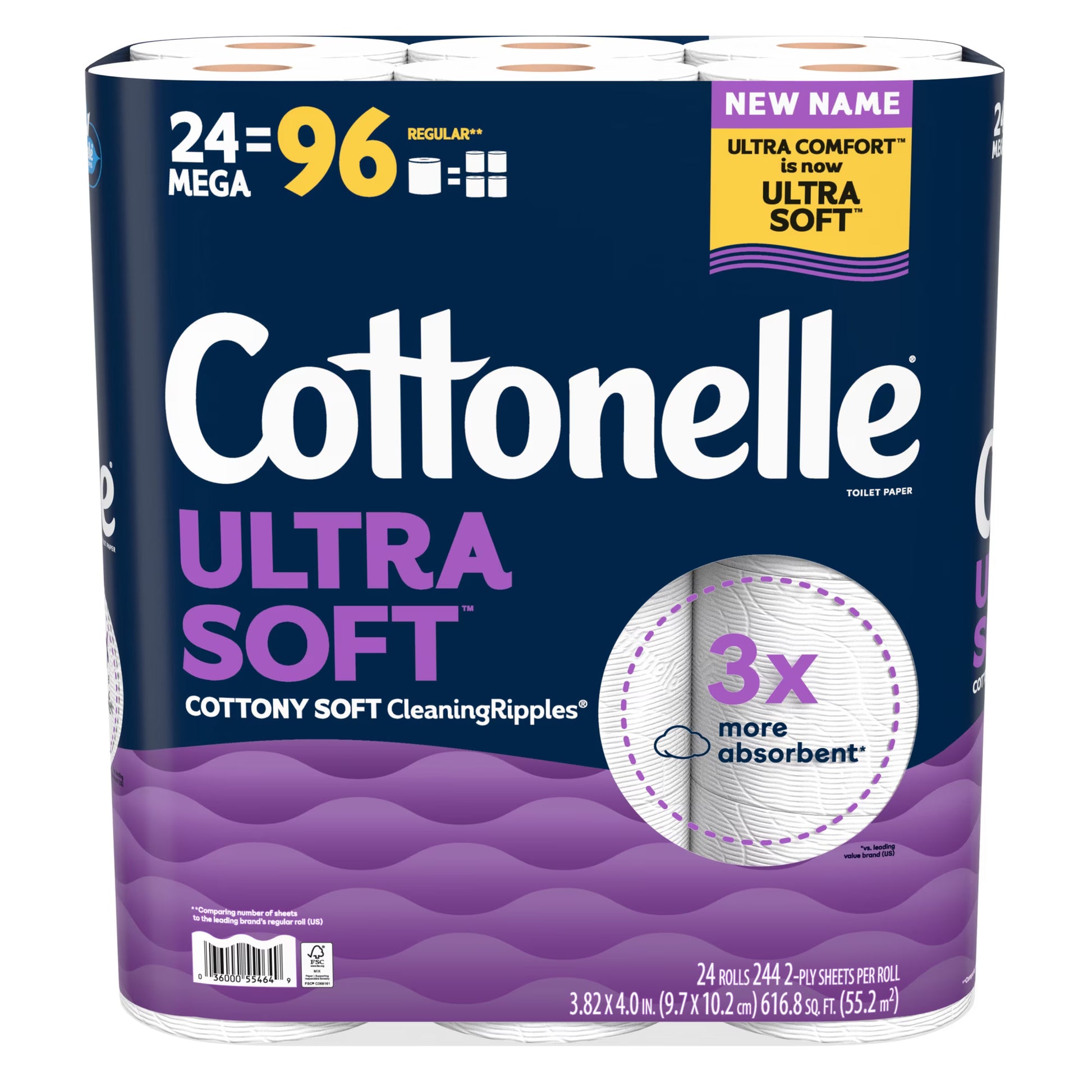 Cottonelle Ultra Soft Toilet Paper, 24 Mega Rolls
