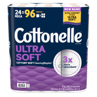 Cottonelle Ultra Soft Toilet Paper, 24 Mega Rolls