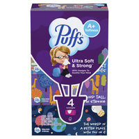 Puffs Ultra Soft Facial Tissues, 4 Boxes, Back-to-School Edition