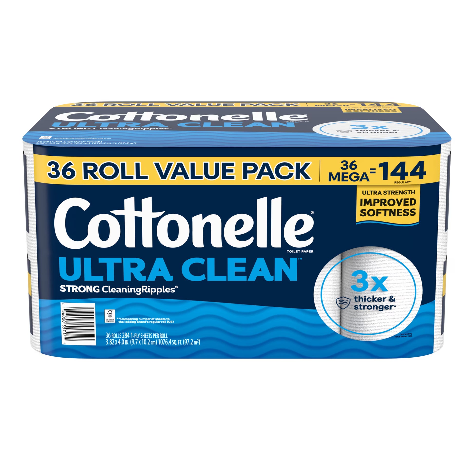 Cottonelle Ultra Clean Toilet Paper, 36 Mega Rolls