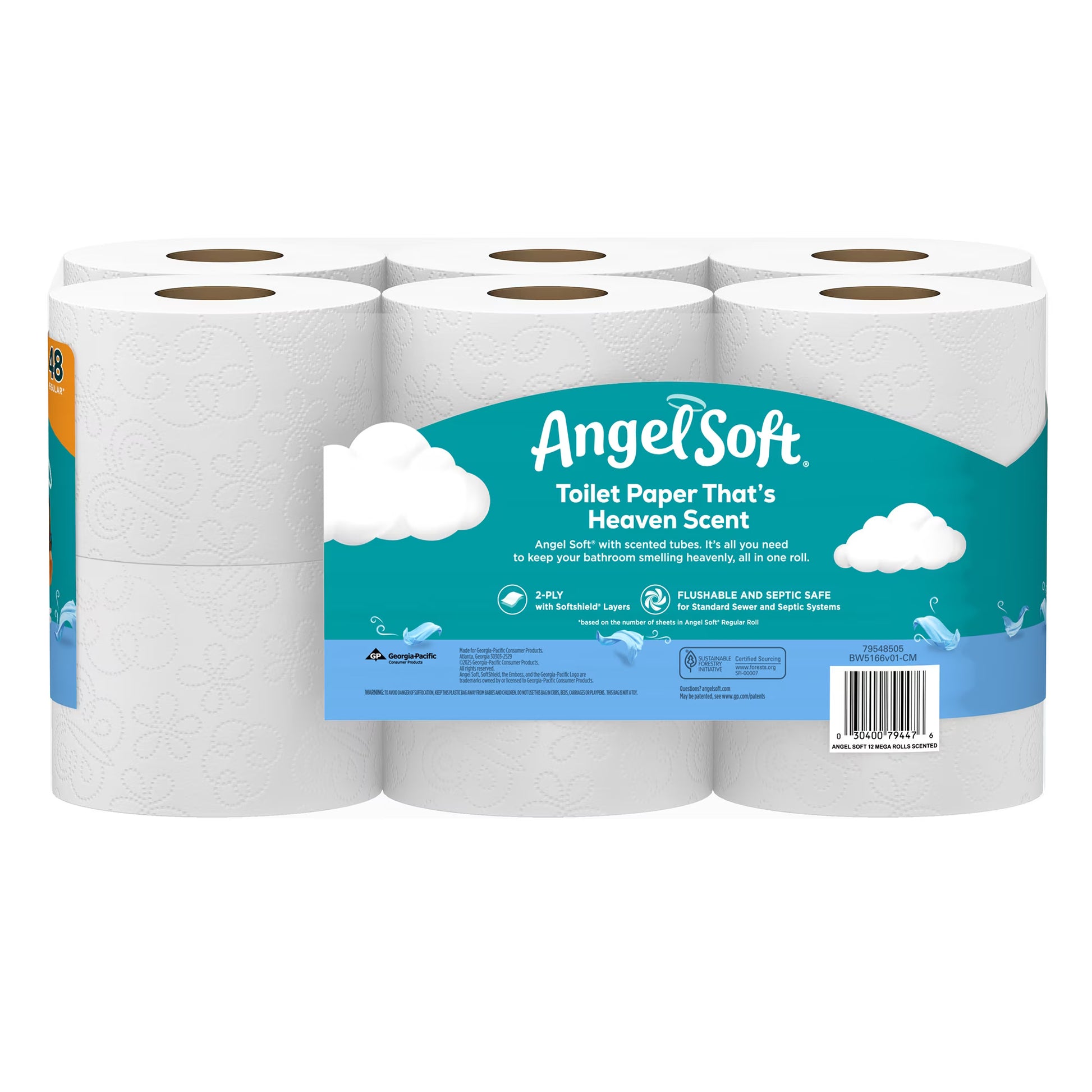 Angel Soft Fresh Linen Toilet Paper, 12 Mega Rolls, 2-Ply, 320 Sheets Per Roll
