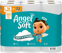 Angel Soft Toilet Paper – 18 Mega Rolls (Equal to 72 Regular Rolls) | Soft & Strong Bath Tissue
