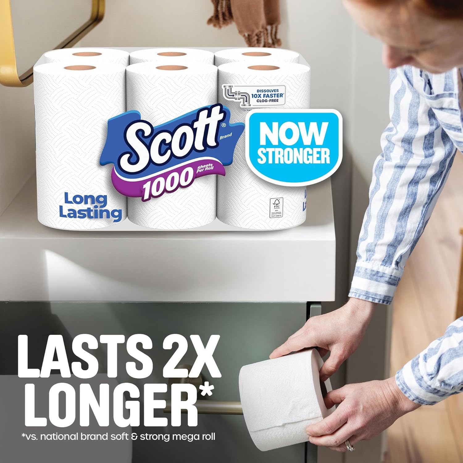 Scott, Scott Bath Tissue 8 Roll Septic-Safe, 1-Ply Toilet Tissue