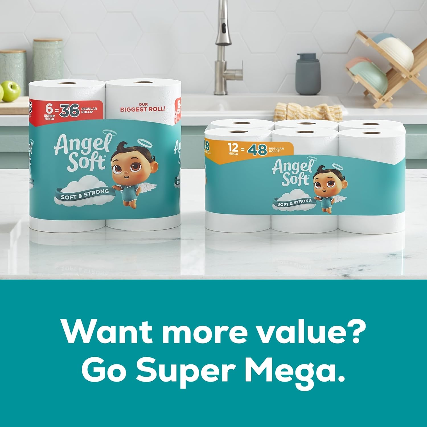 Angel Soft Toilet Paper – 18 Mega Rolls (Equal to 72 Regular Rolls) | Soft & Strong Bath Tissue