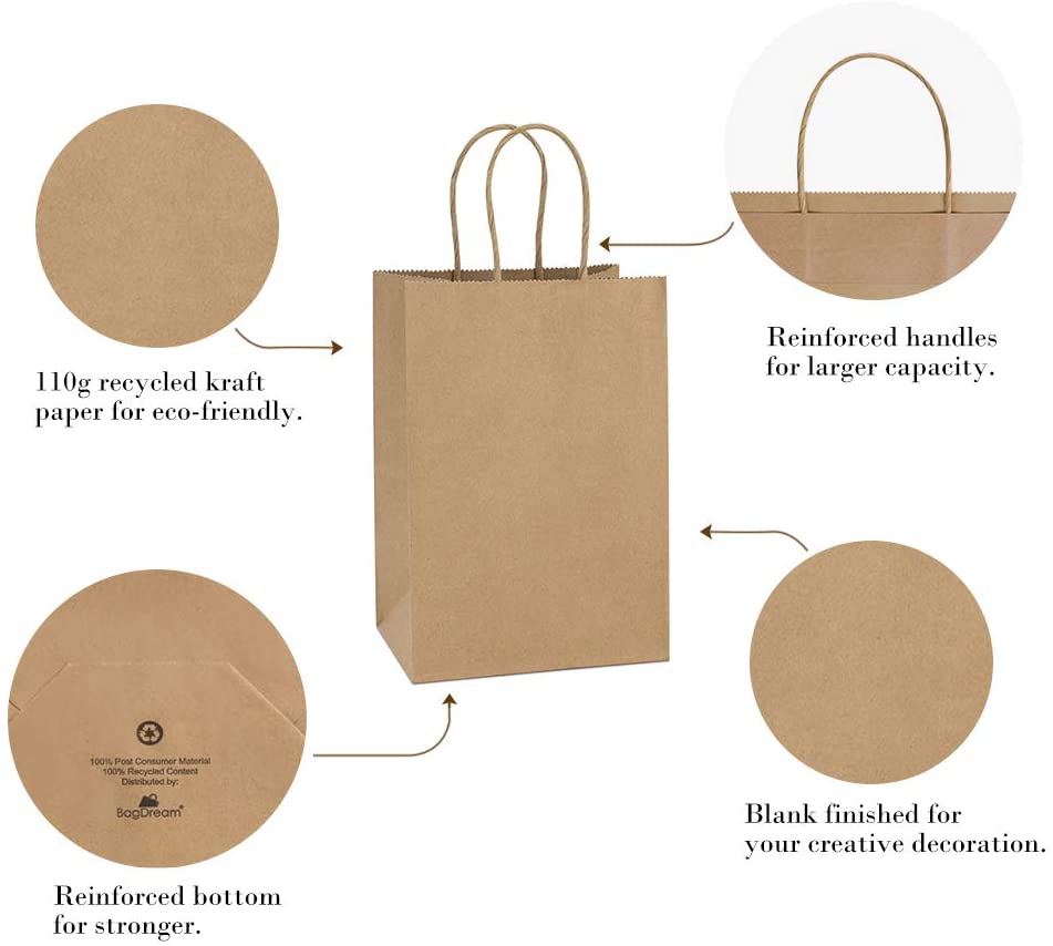 Kraft Paper Bags Paper Bag With Handles Small Gift Bag Shopping