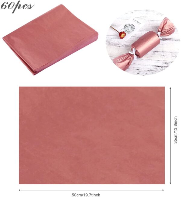 Naler 60 Sheets 15 x 20 Inches Rose Gold Tissue Paper Bulk Gift Wrapping Paper for DIY Crafts Decorative Tissue Paper Flower Pom Pom Wedding Party Decoration