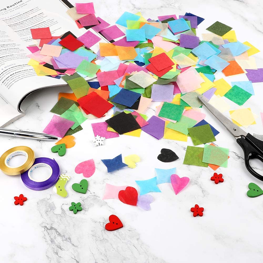 Outuxed 4800pcs 1inch Tissue Paper Squares, 30 Assorted Colors for Arts  Craft DIY Scrapbooking Scrunch Art - Tissue Paper