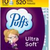 Puffs Ultra Soft Non-Lotion Facial Tissues, 10 Cubes, 52 Tissues per Box (520 Tissues Total)
