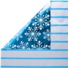 Hallmark Reversible Christmas Wrapping Paper (Pack of 3; 60 sq. ft. ttl.) Elegant Foil, Blue and Silver Trees, Snowflakes, Snowmen, Stripes