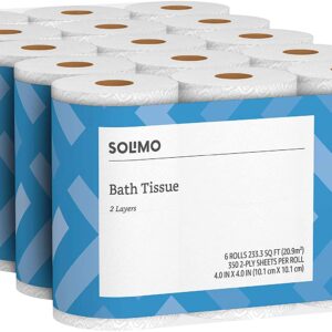 Amazon Brand - Solimo 2-Ply Toilet Paper, 6 Count (Pack of 5)