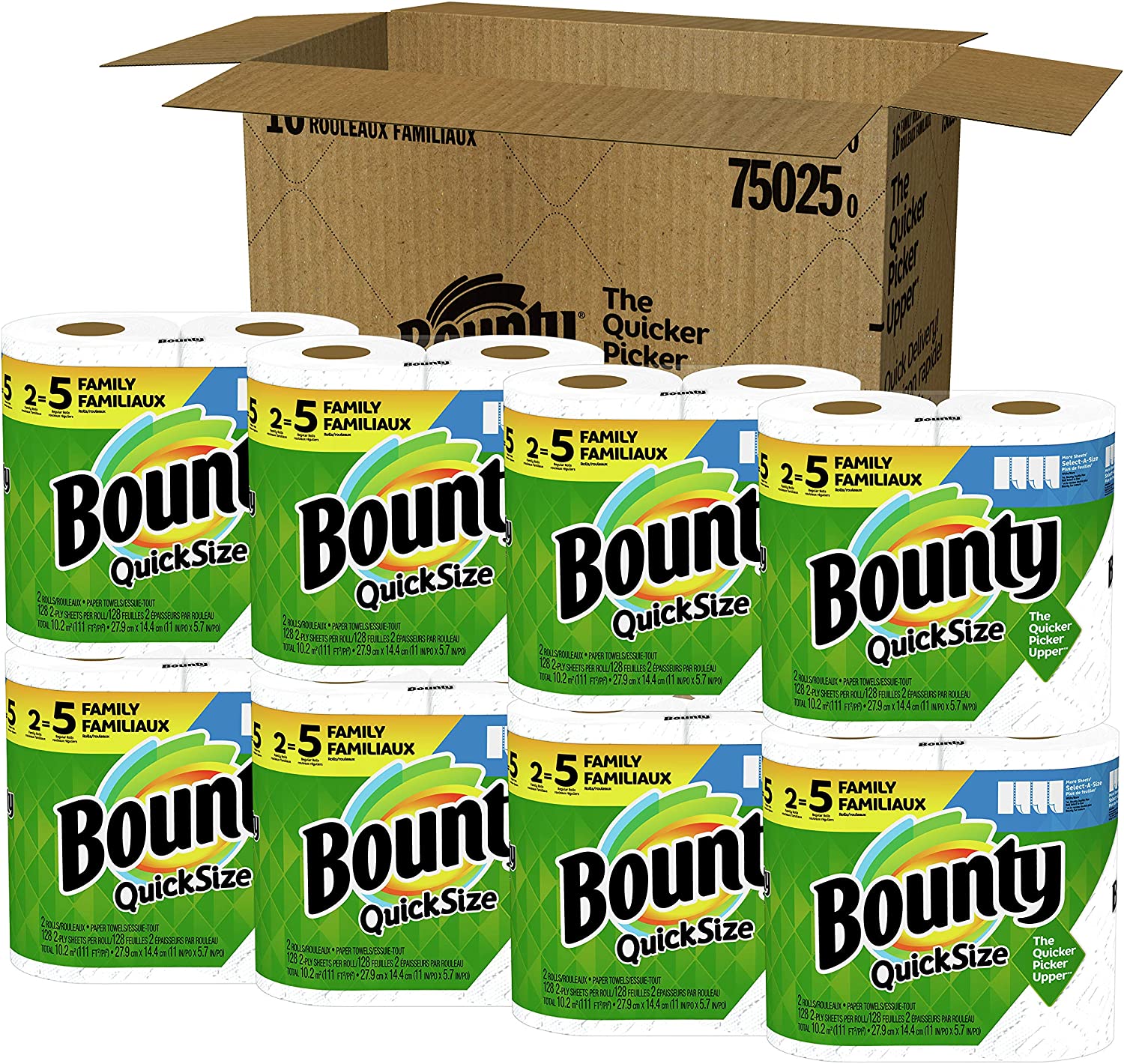 White Bounty Quick-Size Paper Towels 16 Family Rolls = 40 Regular Rolls May 